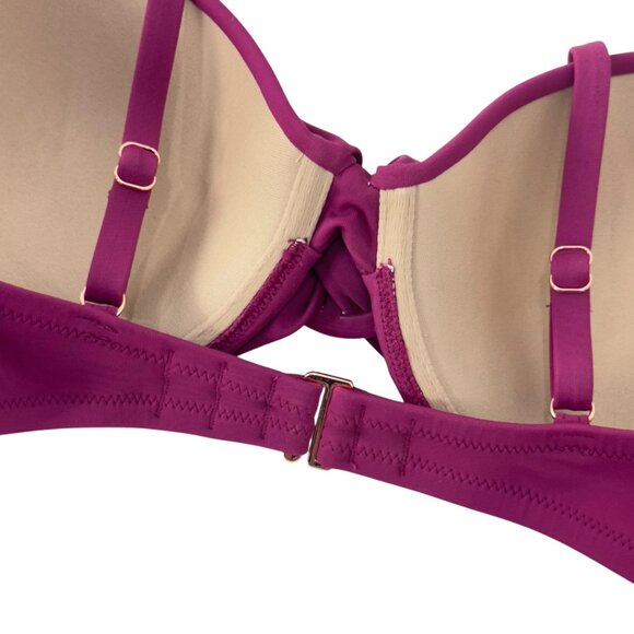 Shade And Shore Womens 36D Pink Magenta Underwire Bikini Top Twist Ring Detail - Picture 7 of 10